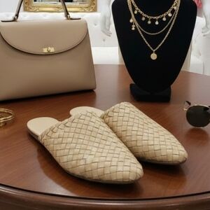 Beige Woven Slide Mules- Size 9.5